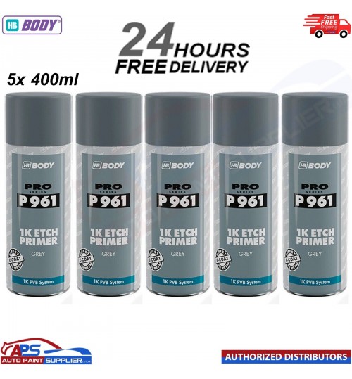 5x HB BODY P961 1K ETCH PRIMER AEROSOL 400ML - GREY